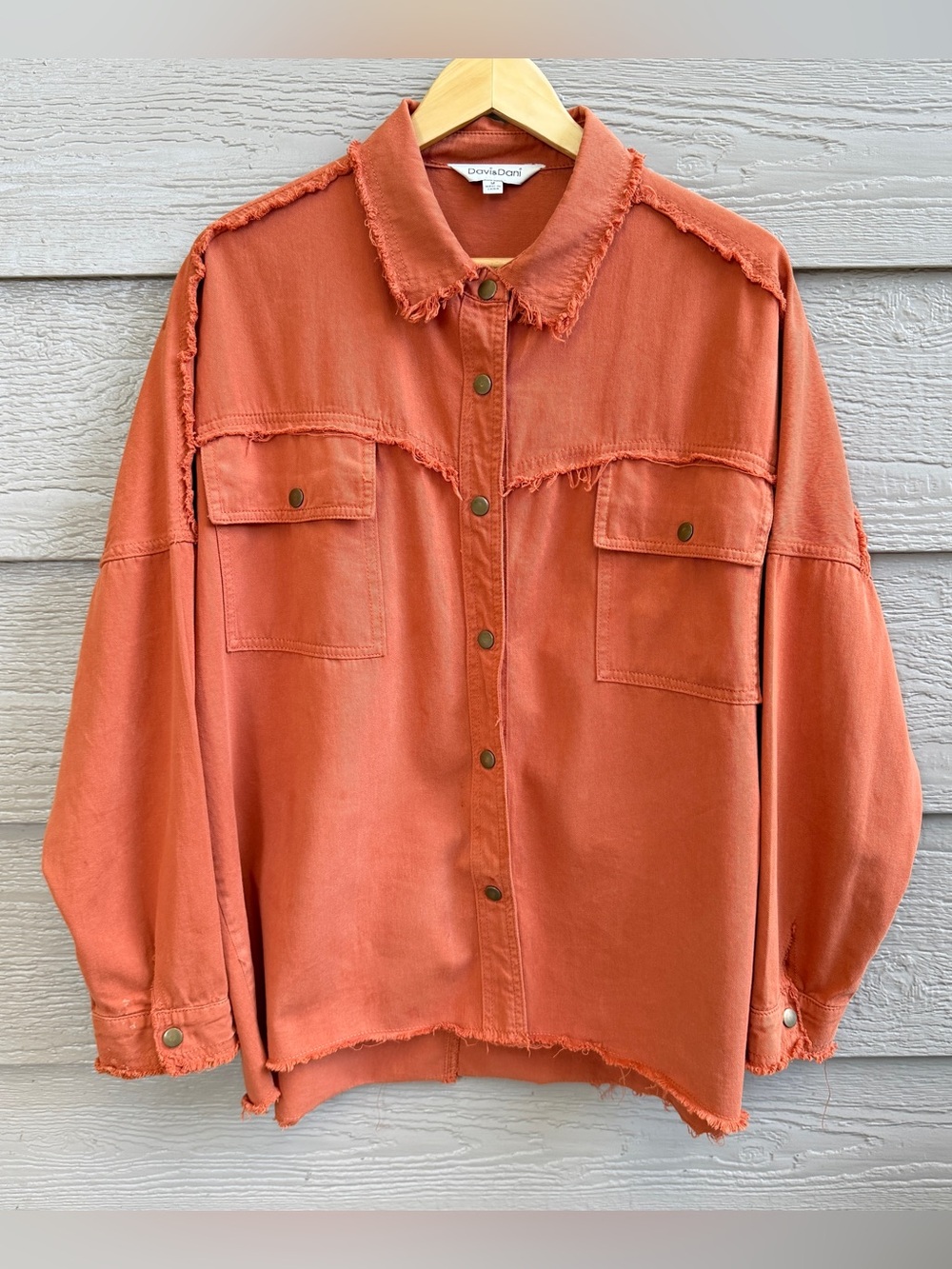 Davi & Dani Shirt Women M Burnt Orange Rock & Roll Cotton Oversized Grunge Retro